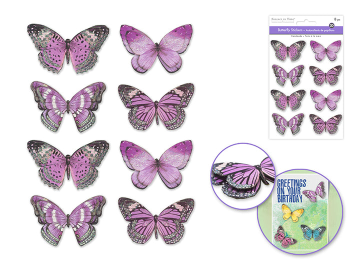 Autocollants de papillons pailletés (paquet de 8)