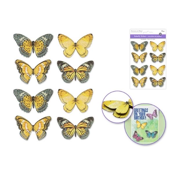 Autocollants de papillons pailletés (paquet de 8)