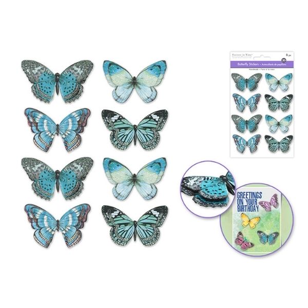 Autocollants de papillons pailletés (paquet de 8)