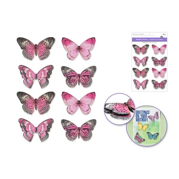 Autocollants de papillons pailletés (paquet de 8)