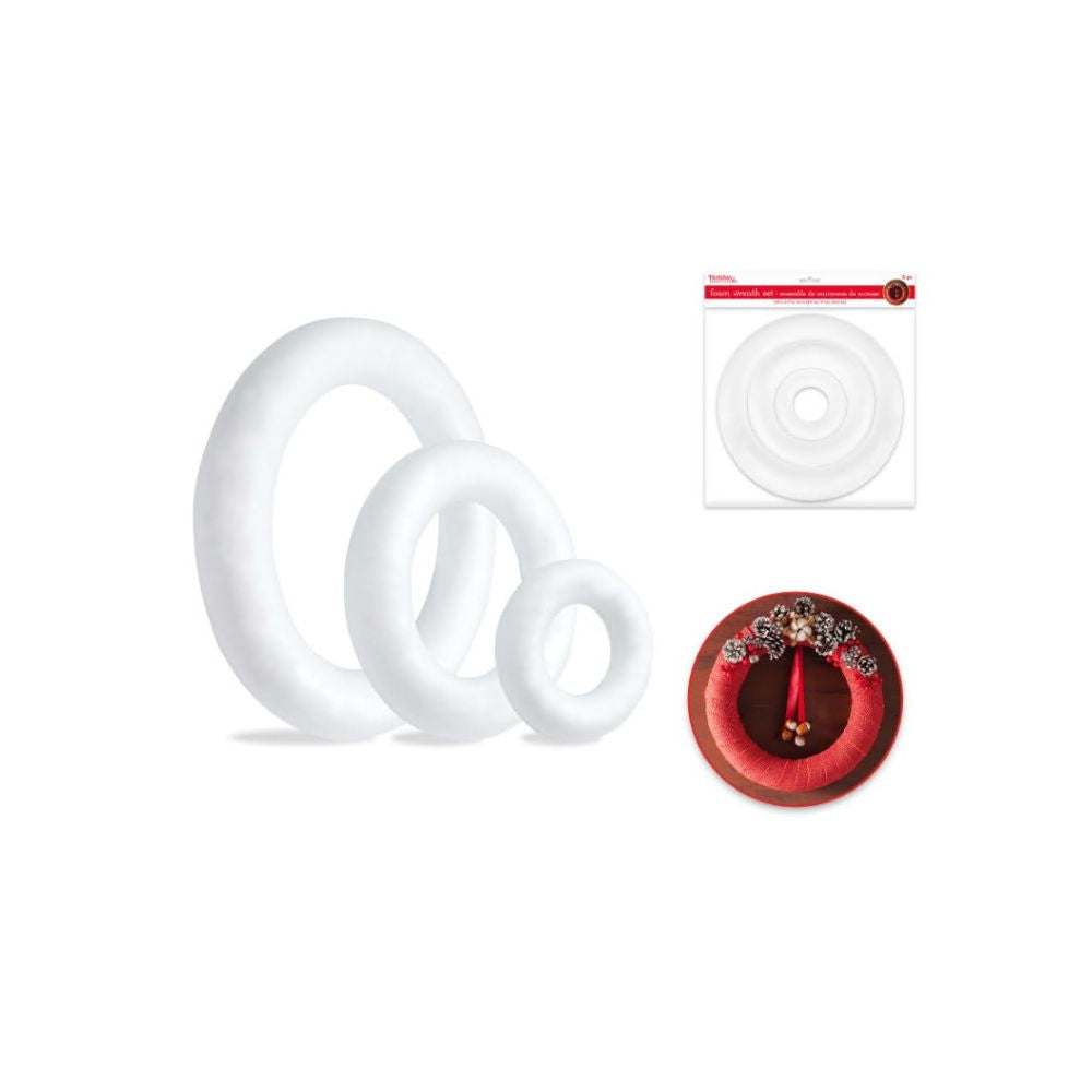 Couronne en styromousse 3,9 po - 6,7 po - 9,6 po (paquet de 3)