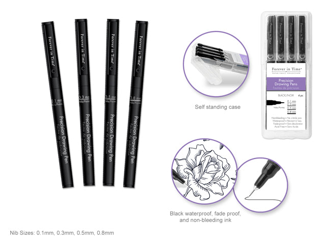 Crayon permanent de précision noir (paquet de 4)