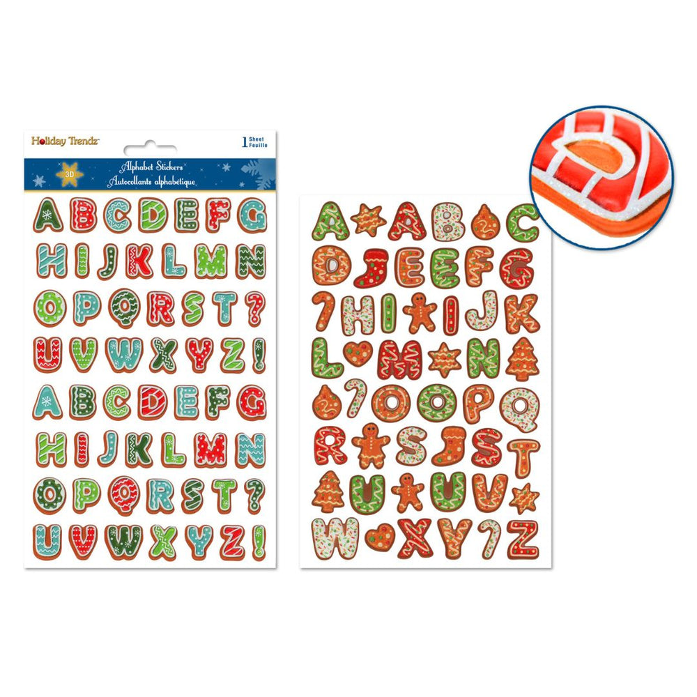 Autocollants de Noël 3D brillants alphabet
