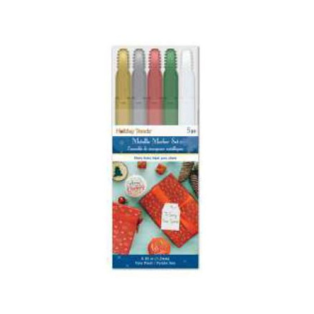 Marqueur pointe fine 1,2 mm couleur métallique de Noël (paquet de 5)