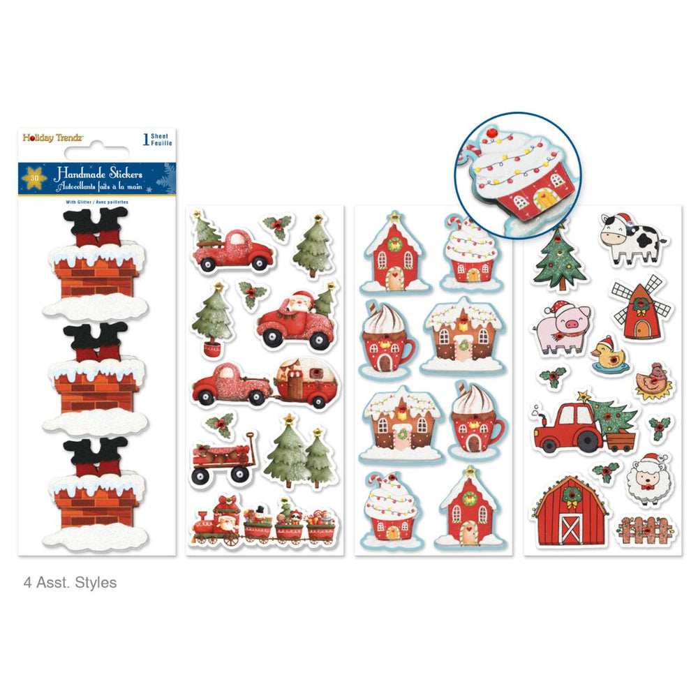 Autocollants de Noël 3D brillants