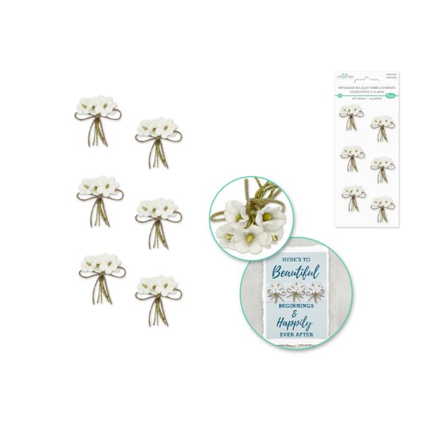 Mini bouquet de fleurs blanches pour scrapbooking (paquet de 6)