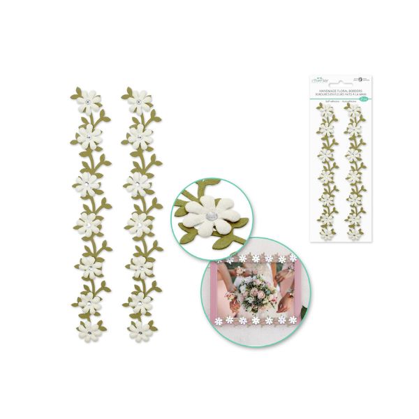 Bordure florale 6,4 po blanche (paquet de 2)