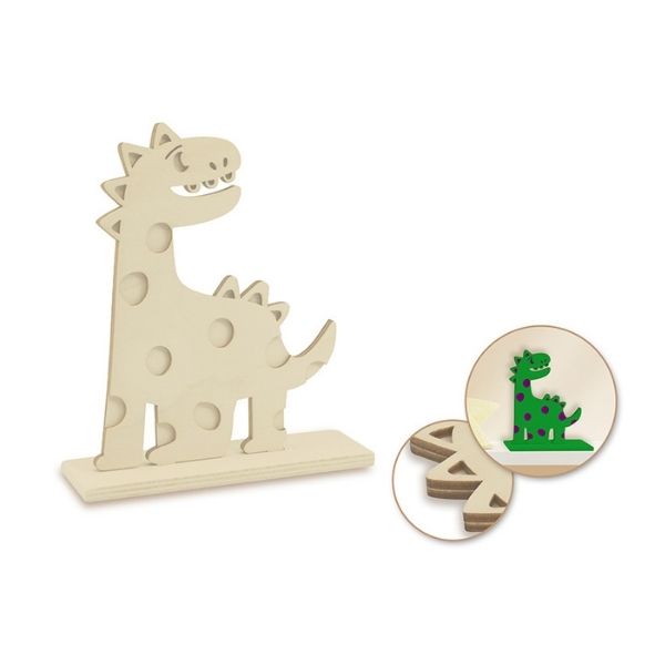 Dinosaure 3D 6 po sur pied en bois à peindre