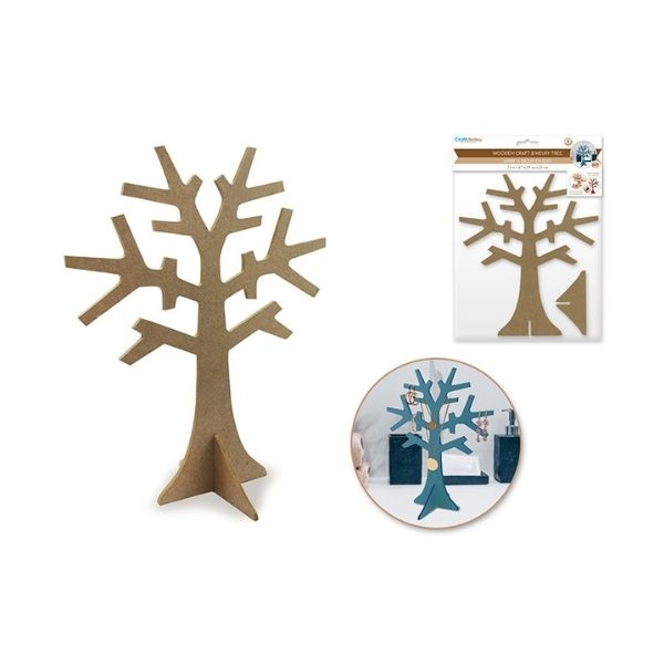 Arbre à bijoux 7,5 po x 8,7 po en bois