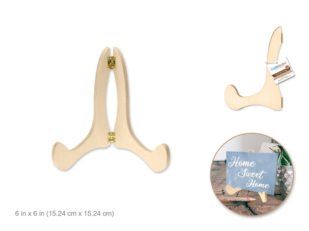 Chevalet de présentation pliable en bois naturel 6 po x 6 po
