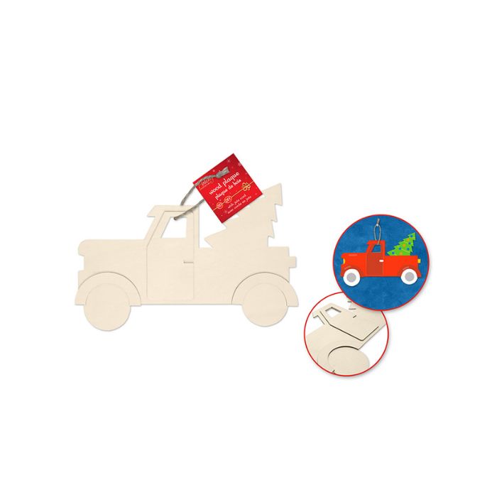 Plaque en bois 3D 10 po camion avec sapin
