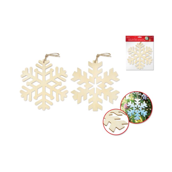 Ornement en bois à peindre flocon 8 po (paquet de 2)