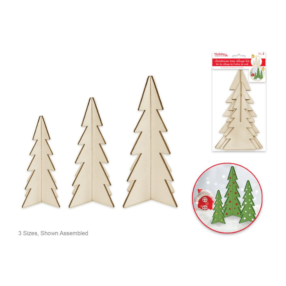 Sapin 3D en bois 4,7 po - 5,9 po - 7,1 po (paquet de 3)