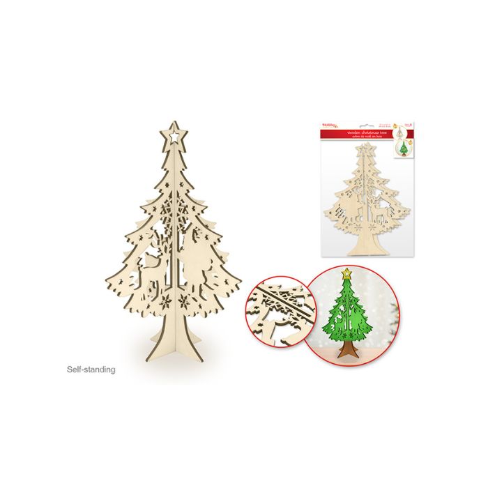 Sapin de Noël 3D en bois à peindre 10 po x 7,5 po