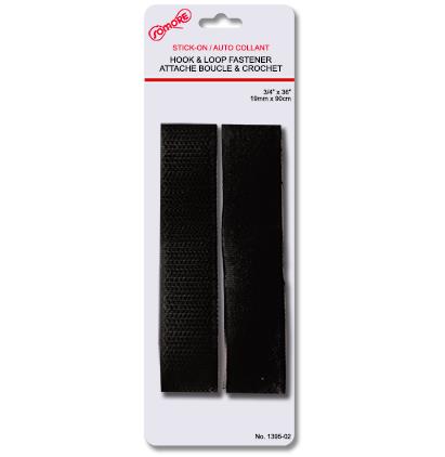 Velcro autocollant en bande 0,75 po x 36 po noir