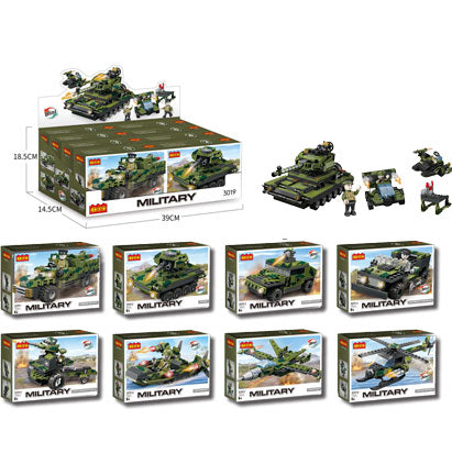 Mini blocs de construction véhicule miliaire vert armé COGO