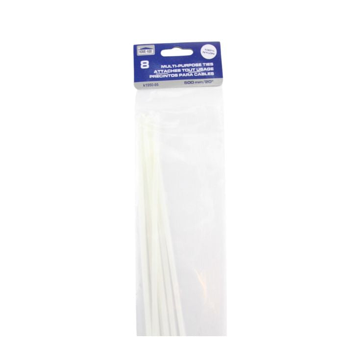 Attache de nylon 20 po blanc (paquet de 8)