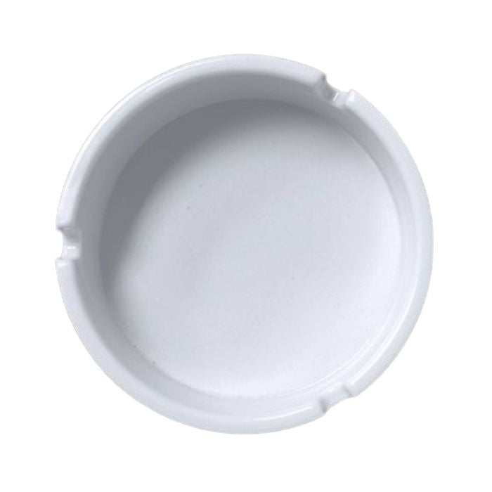 Cendrier rond 3,5 po en mélamine blanche