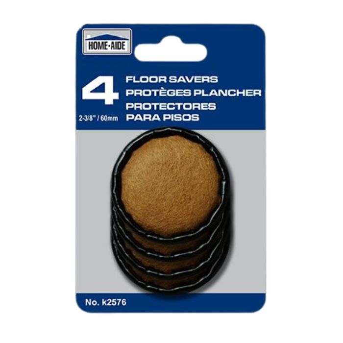 Sous-patte rond en feutre avec rebord noir 2,37 po (paquet de 4)