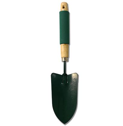 Pelle de jardinage en métal manche vert