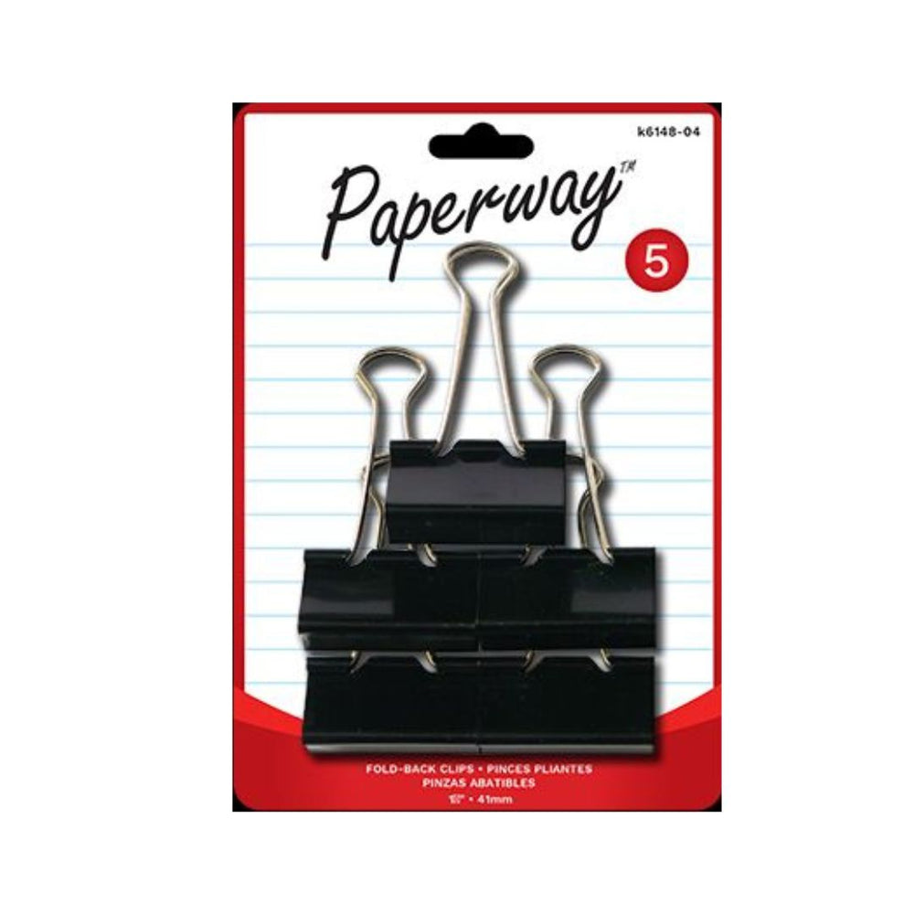 Pince-notes noires Paperway 1,6 po (paquet de 5)