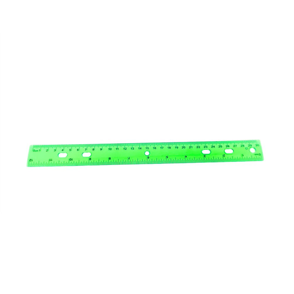 Règle 12 po (30 cm) en plastique rigide vert translucide