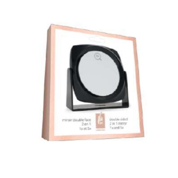 Miroir 2 côtés 6 pouces noir (régulier et grossissant 5 X) noir