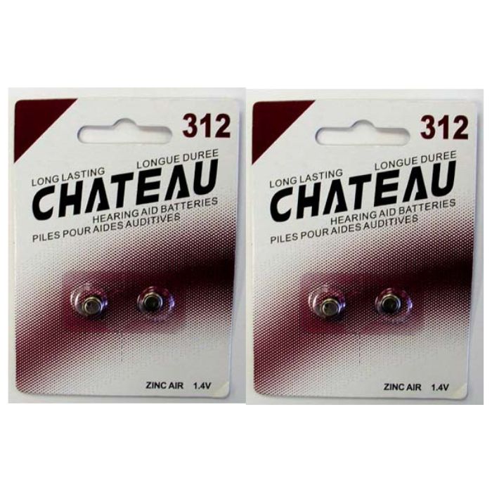 Pile zinc air pour appareil auditif Chateau A312 (paquet de 2)