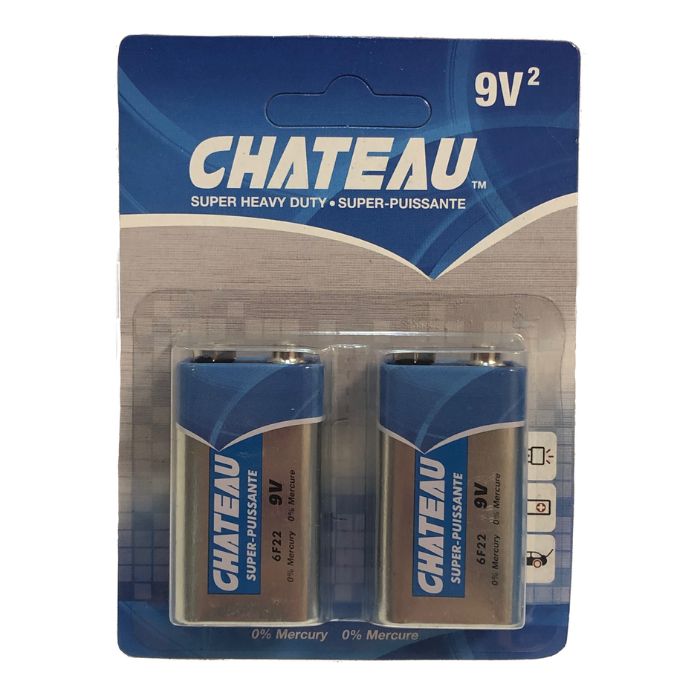 Pile alcaline Chateau 9V (paquet de 2)