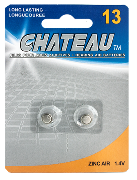 Pile zinc air pour appareil auditif Chateau 1,4V 13 (paquet de 2)