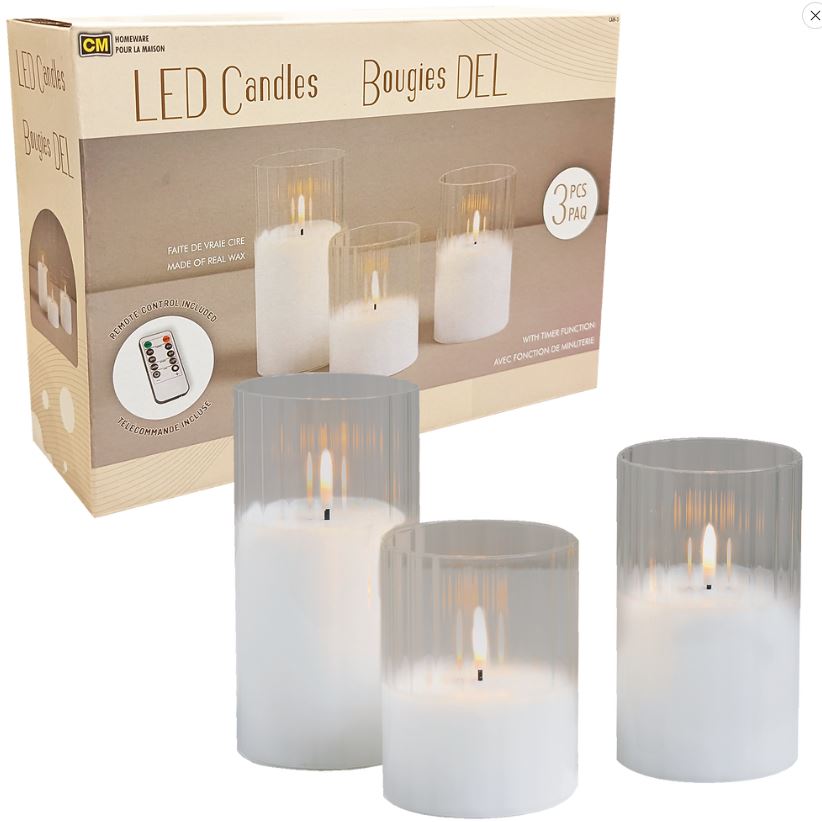 Ensemble de 3 chandelles à piles avec télécommande