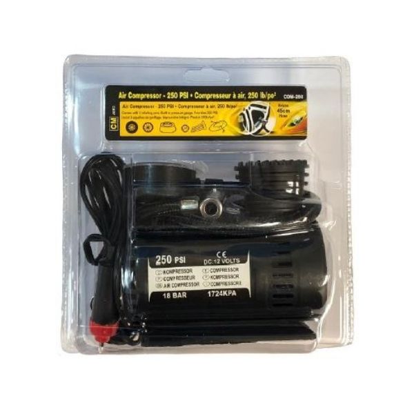 Compresseur à air 12 volt 250 Lb/Po2 boyau de 45 cm