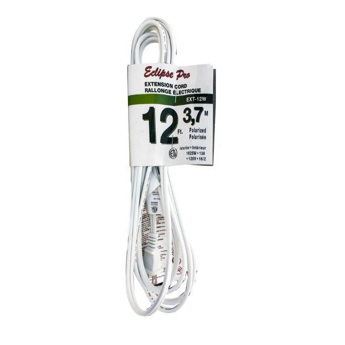 Rallonge électrique 12 pi pour intérieur 1 prise polarisée blanche