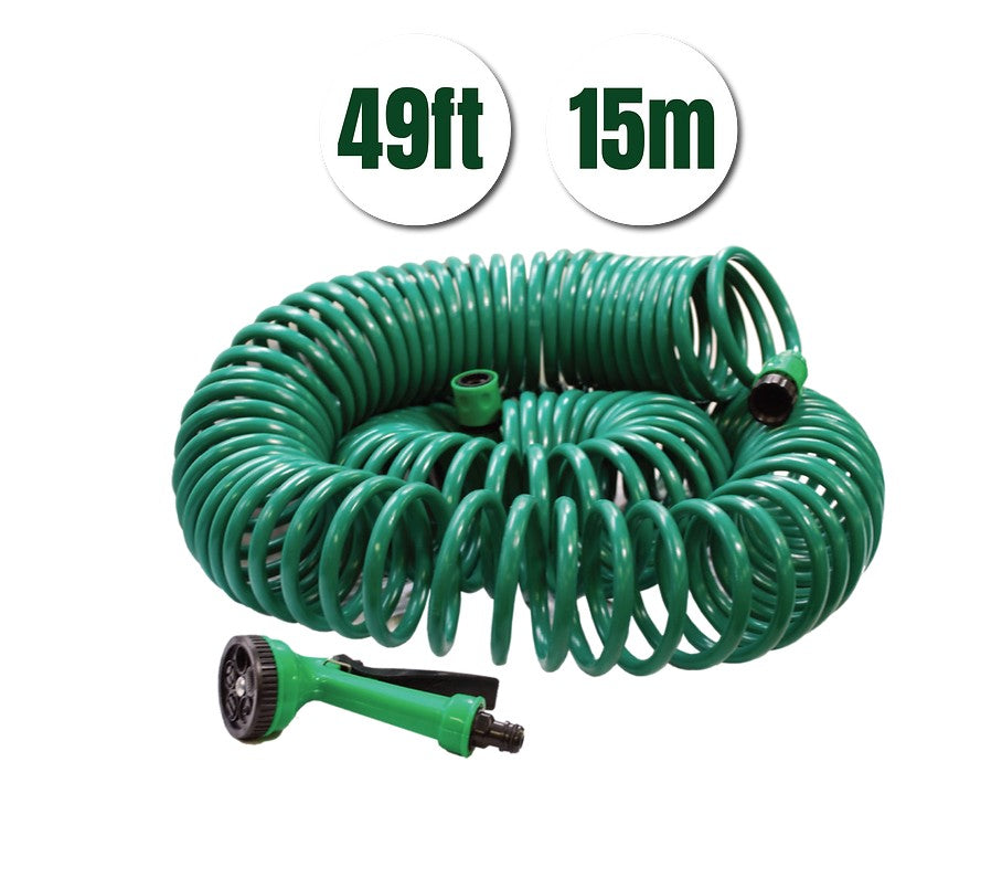 Tuyau d'arrosage en spirale 49 pi vert