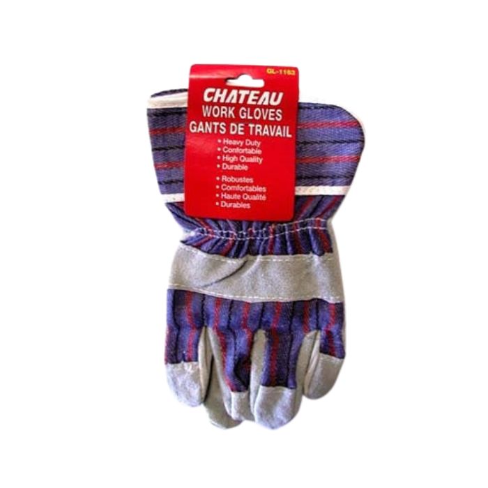 Gant de travail pour homme en suède et coton rayé (paquet de 2)