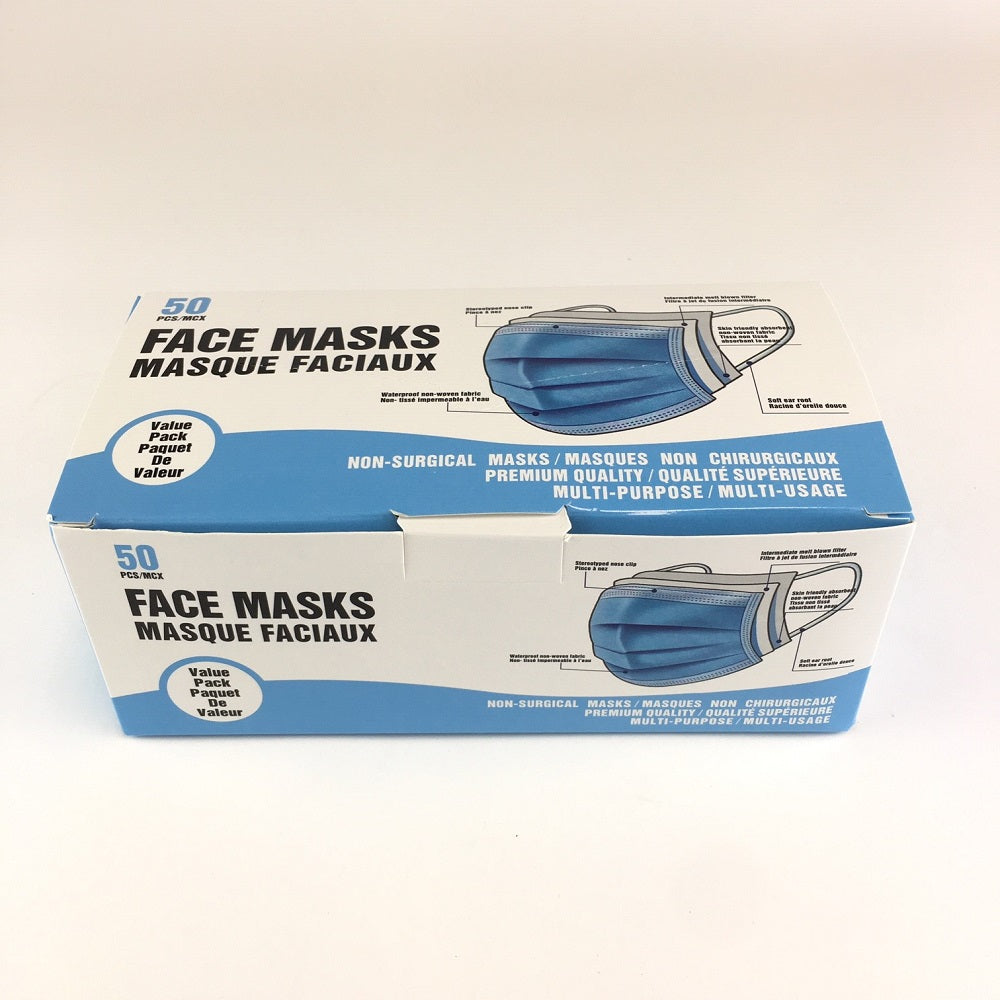 Masque jetable adulte 3 plis (paquet de 50)