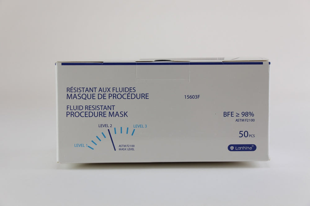 Masque jetable adulte 3 plis noirs conforme à la norme ASTM F2100 (paquet de 50)