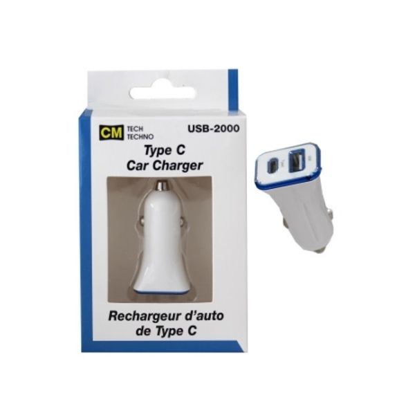 Chargeur de voiture type-C blanc