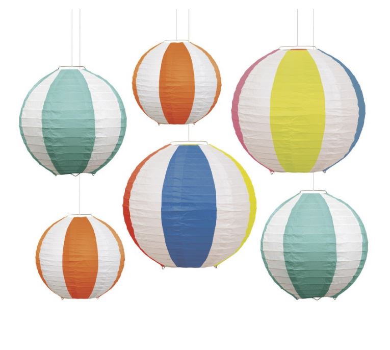 Lanterne en papier ballon de plage (6 morceaux)