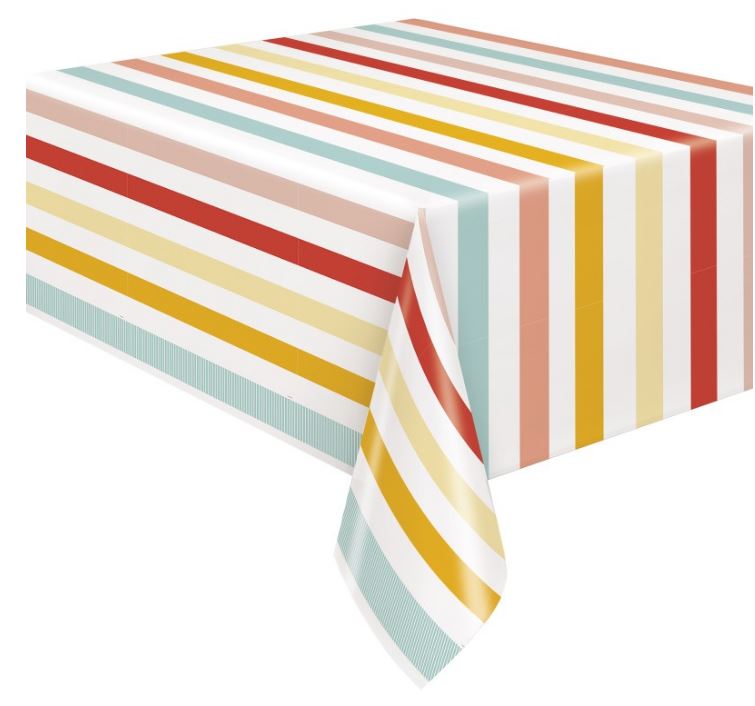Nappe en plastique 54 po x 84 po rayures estivales