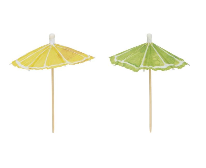 Pic parasol pour cocktail ctiron/lime (paquet de 50)