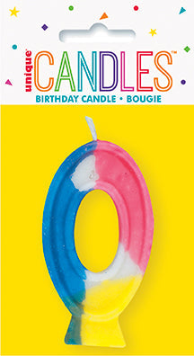 Chandelle d'anniversaire forme numéro 0 à 9 arc-en-ciel