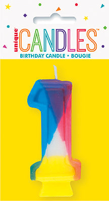 Chandelle d'anniversaire forme numéro 0 à 9 arc-en-ciel
