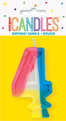Chandelle d'anniversaire forme numéro 0 à 9 arc-en-ciel