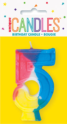 Chandelle d'anniversaire forme numéro 0 à 9 arc-en-ciel