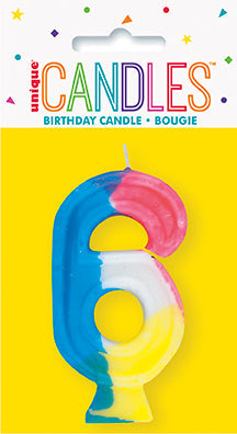 Chandelle d'anniversaire forme numéro 0 à 9 arc-en-ciel