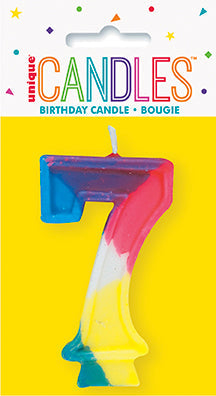Chandelle d'anniversaire forme numéro 0 à 9 arc-en-ciel