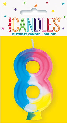 Chandelle d'anniversaire forme numéro 0 à 9 arc-en-ciel