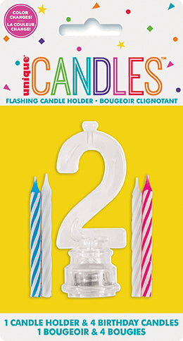 Ensemble de bougeoir clignotant forme numéro 0 à 9 et de chandelles d'anniversaires (5 morceaux)
