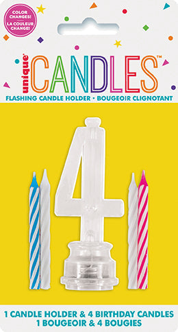 Ensemble de bougeoir clignotant forme numéro 0 à 9 et de chandelles d'anniversaires (5 morceaux)